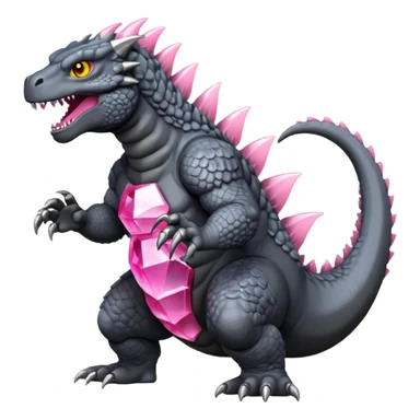 godzilla with pink crystal dorsal plates yellow eyes and grey skin sticker