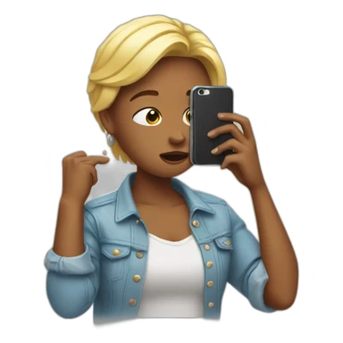 influencer holding phone and crying sticker