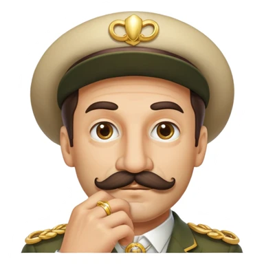 italian man Luigi Mangione with mustache wearing a large gold wedding band sticker