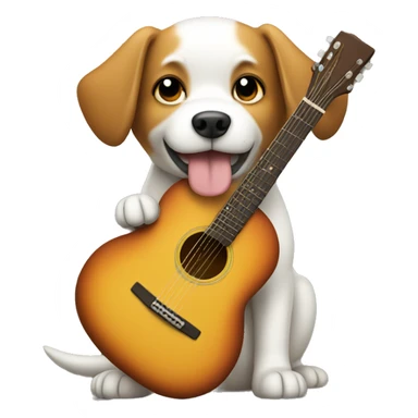 Dog holding guitar  sticker