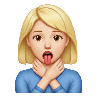 criss cross hands around throat choking self woman emoji tongue out  sticker