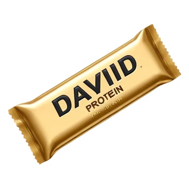 protein bar gold wrapper that says David on it in black font  sticker