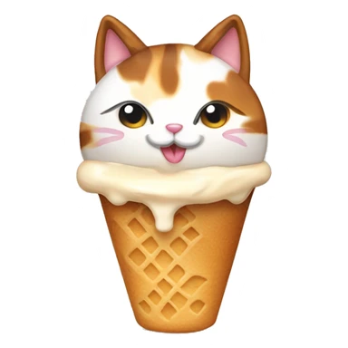 calico cat with icecream  sticker