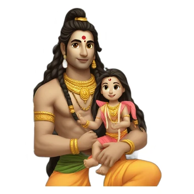 lord shiva holding his daughter sticker