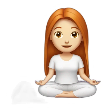 redhead white woman long medium straight hair, meditating on a violet blanket sticker