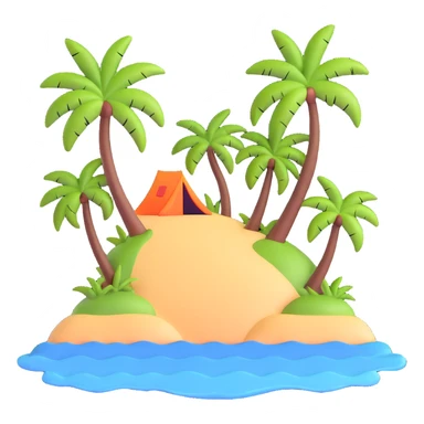 tropical island with palm trees and ocean sticker