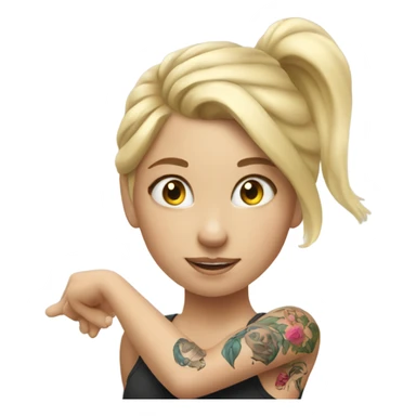 Blonde girl with arm tattoo doing backbend sticker