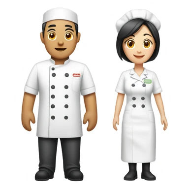 Asian couple: a male chef and a female nurse sticker