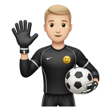 Football goalkeeper gloves with man goalkeeper and small emoji sticker