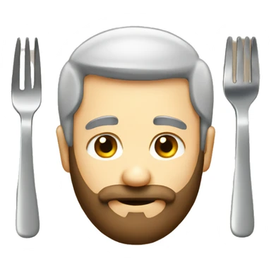 a man with a beard with a fork sticker