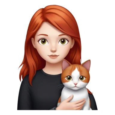 red haired girl with black and white cat sticker