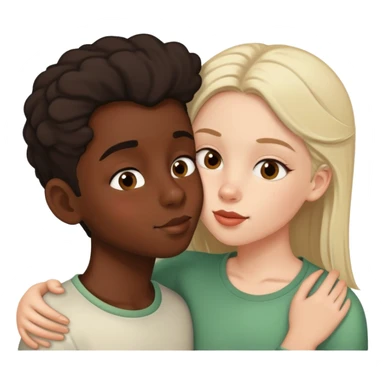 black girl and white boy sharing a friendly kiss on the cheek sticker