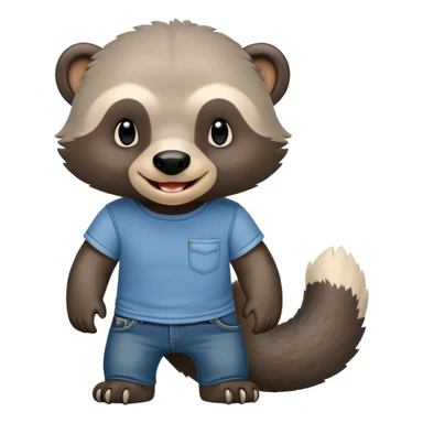mischievous anthropomorphised honey badger in jeans and a t-shirt, smirking expression sticker