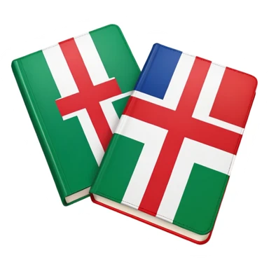 Italian to English dictionary book cover with Italian and English flags sticker
