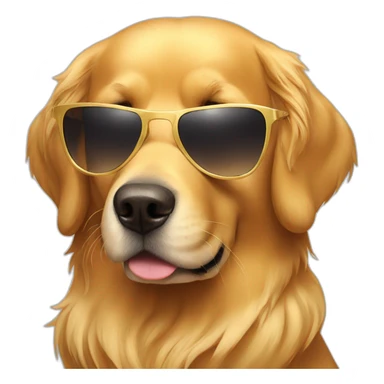 Golden retriever with sunglasses  sticker