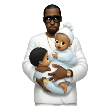 P diddy holding baby and baby oil  sticker