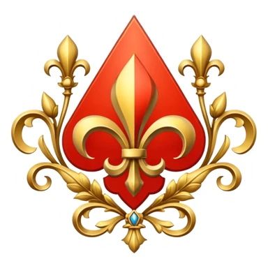 medieval heraldic blason with blue background, three golden fleurs-de-lis arranged in a triangle, symmetrical, finely detailed sticker