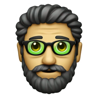 Calvo con barba gafas de pasta negra ojos verdes muy oscuros sticker