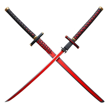 a katana with a completely black blade and a handle with red details sticker