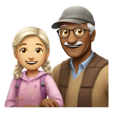 Grandpa and granddaughter  sticker