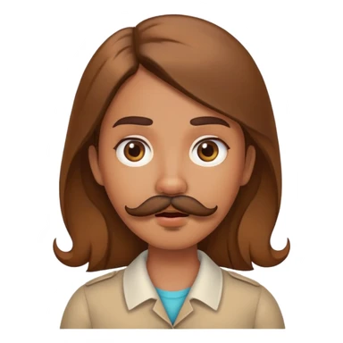 Girl showing confusion, medium skin tone, beard and mustache sticker