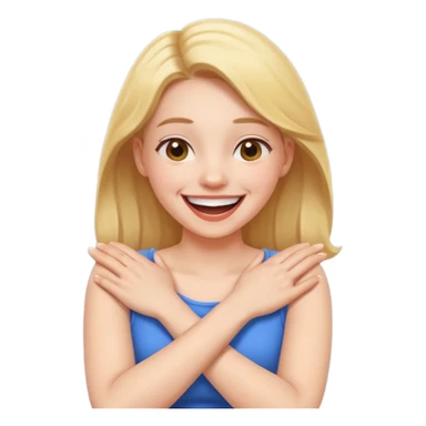 Arms crossed holding neck laughing girl  sticker