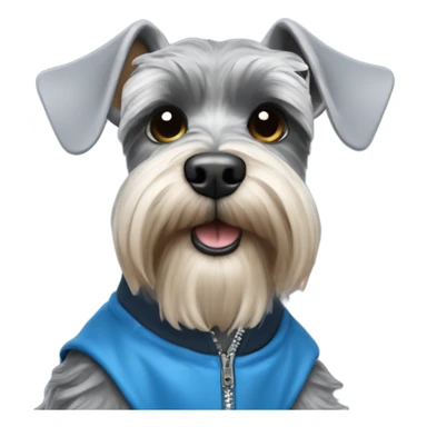 miniature schnauzer with blue jacket halo and wing sticker