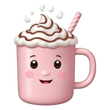 Light Pink mug of hot chocolate with marshmallows  sticker