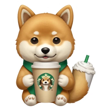Shiba Jasper with starbucks cup sticker