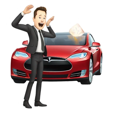 Elon Musk crashing a Tesla ￼￼￼ sticker