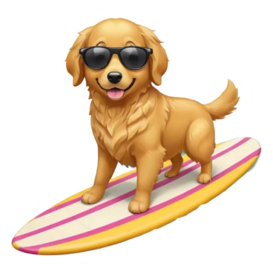 golden retriever surfing with sunglasses on  sticker