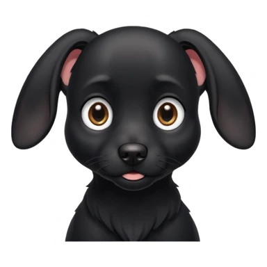 Shadow is a black dog with big upright ears and bright, expressive eyes. He has a sleek, dark coat and a calm but alert look. His face is gentle and intelligent, with a slightly curious expression. Shadow looks loyal, attentive, and a little playful, giving off both a protective and affectionate  sticker