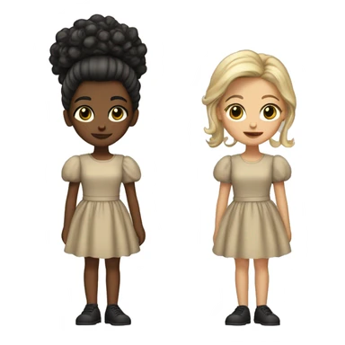 Girl with split died hair black and blonde with brown eyes a poofy sleeves an dress saying k-12 sticker
