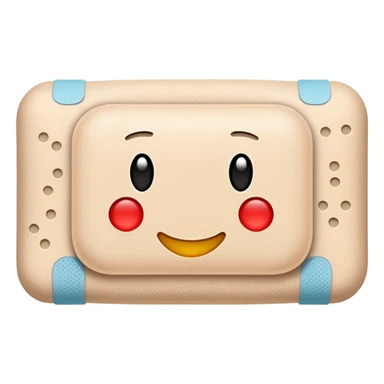 single adhesive bandage in light beige tone, rectangular with rounded edges and a small padded center, slightly textured surface with subtle perforation dots on each end, positioned flat, no face, no skin or wound, apple emoji style, soft lighting, subtle shadows, emoji scale sticker
