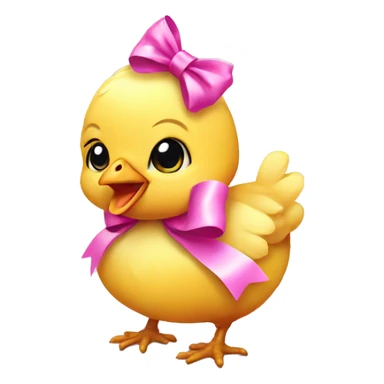 Baby chicken with pink bow sticker
