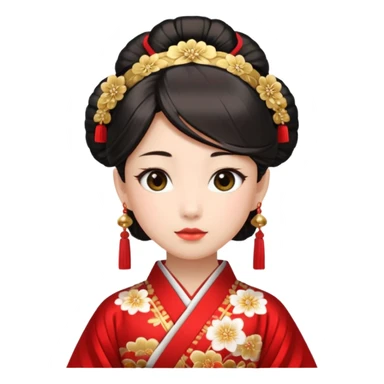 Japanese Princess with in red ceremonial robe kimono sticker