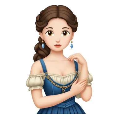 Woman in an 1800’s dress with a sling on her arm sticker