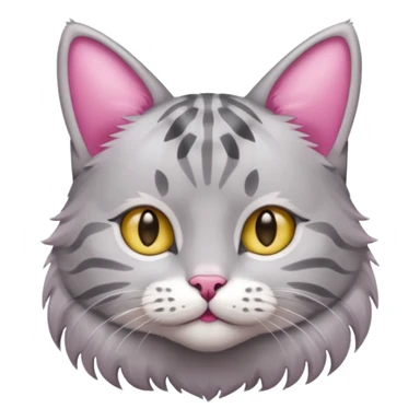 grey tabby cat: pink ears fur sticker