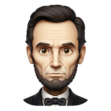 Cinematic Realistic Abraham Lincoln Portrait Emoji, depicted as a stoic iconic statesman with a tall dignified silhouette and thoughtful expression, rendered with detailed textures and dramatic historical lighting that captures his timeless presence. sticker