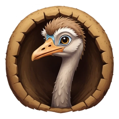Ostrich with it's head inside a hole in the ground only it's body and neck visible sticker