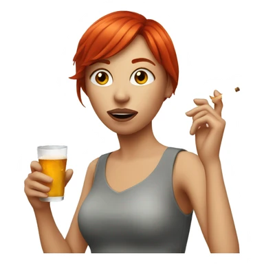 Red-haired drinking girl with cigarette sticker