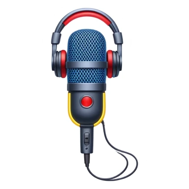 Create a dynamic and energetic emoji that represents beatboxing. The design should feature a microphone with soundwaves or rhythmic beats emanating from it, symbolizing the vocal percussion and rhythm of beatboxing. Add subtle elements like headphones or a beat pattern to reflect the technicality and creativity involved. Use bold, vibrant colors like neon blue, red, and yellow to convey the energy and street culture of beatboxing. The background should be transparent. sticker