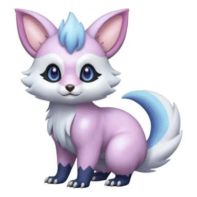 Shiny Iridescent Pale Pastel Whitish Bright Furret-Absol-Noibat-Hybrid (Full body) sticker