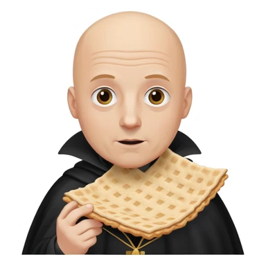 Bald man in a cape eating matzo sticker