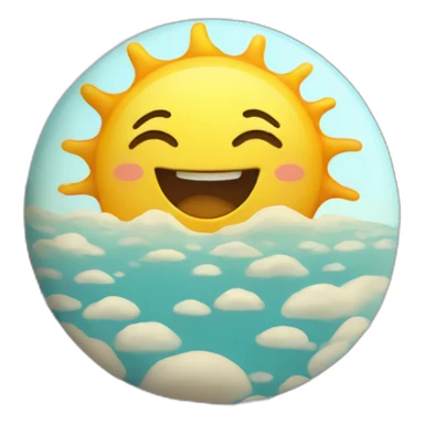 sun looking like kawaii poo waving bye sticker