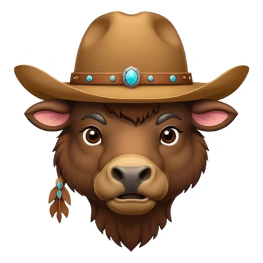 Bison wearing a cowboy hat sticker