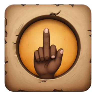 Finger pointing inside a hole sticker