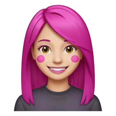 fuchsia charcoal color dyed straight hair on a woman emoji sticker
