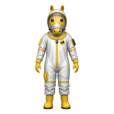 A horse in a full body hazmat suit sticker