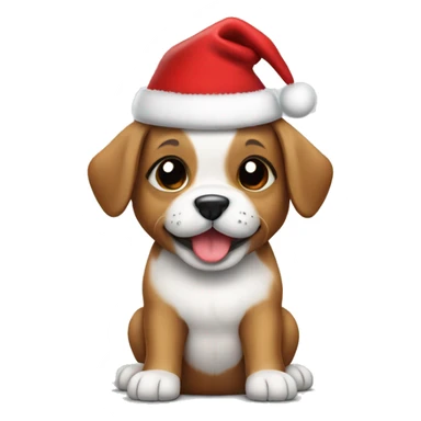 Puppy with Christmas hat sticker
